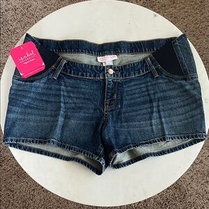 Isabel Maternity by Ingrid & Isabel Jean Shorts Size 12 Dark Blue Expandable